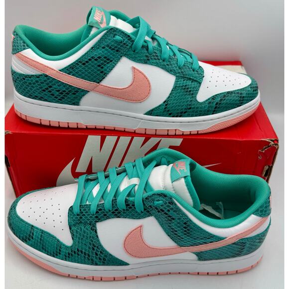 Nike Dunk Low Washed Teal Snakeskin Size 12 DR8577-300 #  409 - Picture 5 of 8